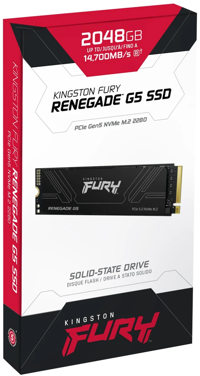 Alt view image 4 of 4 - Kingston FURY Renegade G5 2TB PCIe 5.0 NVMe M.2 2280 SSD, 3D TLC with DRAM Cache, DirectStorage Supported, Up to 14700MB/s Read 14000MB/s Write, 2000TBW, Internal Solid State Drive for Gaming Desktop