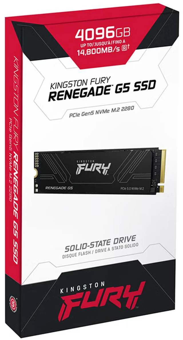 Alt view image 4 of 4 - Kingston FURY Renegade G5 4TB PCIe 5.0 NVMe M.2 2280 SSD, 3D TLC with DRAM Cache, DirectStorage Supported, Up to 14800MB/s Read 14000MB/s Write, 4000TBW, Internal Solid State Drive for Gaming Desktop