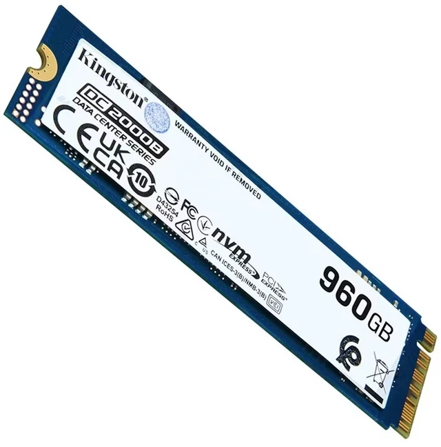 Alt view image 3 of 5 - Kingston DC2000B 960GB PCIe 4.0 NVMe M.2 2280 Enterprise SSD,3D TLC,Hardware PLP Power-Loss Protection,Integrated Heatsink,Up to 7000MB/s Read,350TBW 0.4 DWPD,Low Latency Boot Drive for Server & Data