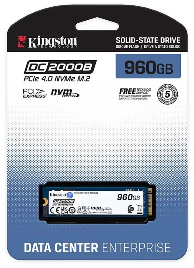 Alt view image 5 of 5 - Kingston DC2000B 960GB PCIe 4.0 NVMe M.2 2280 Enterprise SSD,3D TLC,Hardware PLP Power-Loss Protection,Integrated Heatsink,Up to 7000MB/s Read,350TBW 0.4 DWPD,Low Latency Boot Drive for Server & Data