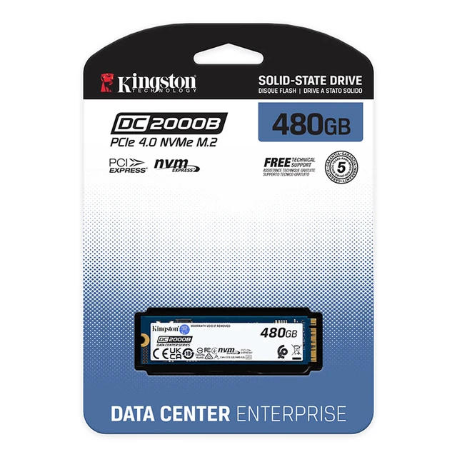 Alt view image 5 of 5 - Kingston DC2000B 480GB PCIe 4.0 NVMe M.2 2280 Enterprise SSD,3D TLC,Hardware PLP Power-Loss Protection,Integrated Heatsink,Up to 7000MB/s Read,350TBW 0.4 DWPD,Low Latency Boot Drive for Server & Data