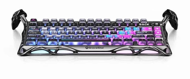 Alt view image 3 of 7 - GravaStar Mercury K1Pro+M1 Keyboard Mouse Bundle,Cyberpunk & Interstellar Silver Gift Box,75% HotSwappable Mechanical Keyboard,TriMode 2.4G/Bluetooth/USBC,PAW3395 26000DPI Lightweight Gaming Mouse