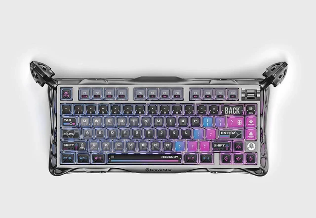 Alt view image 4 of 7 - GravaStar Mercury K1Pro+M1 Keyboard Mouse Bundle,Cyberpunk & Interstellar Silver Gift Box,75% HotSwappable Mechanical Keyboard,TriMode 2.4G/Bluetooth/USBC,PAW3395 26000DPI Lightweight Gaming Mouse