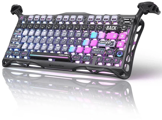 Alt view image 2 of 7 - GravaStar Mercury K1Pro+M1 Keyboard Mouse Bundle,Cyberpunk & Interstellar Silver Gift Box,75% HotSwappable Mechanical Keyboard,TriMode 2.4G/Bluetooth/USBC,PAW3395 26000DPI Lightweight Gaming Mouse