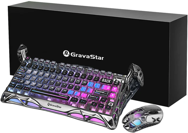 Main image of GravaStar Mercury K1 Pro+X Pro Keyboard Mouse Bundle Gift Box,75% HotSwappable Mechanical Keyboard,TriMode 2.4G/Bluetooth/USBC,PAW3950 32000DPI 49g Ultralight Magnesium Alloy Mouse