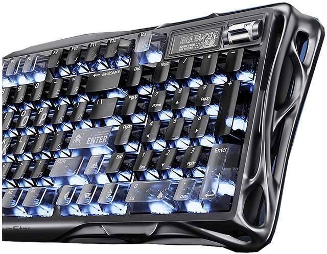 Alt view image 5 of 5 - GravaStar Mercury K98 Night Black Mechanical Gaming Keyboard,98% Layout HotSwappable,TriMode 2.4G/Bluetooth 5.4/USBC,GasketMount 5Layer Dampening,1.65" TFT Display,Multifunction Knob,Hollow Mecha
