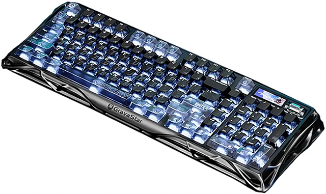 Alt view image 3 of 5 - GravaStar Mercury K98 Night Black Mechanical Gaming Keyboard,98% Layout HotSwappable,TriMode 2.4G/Bluetooth 5.4/USBC,GasketMount 5Layer Dampening,1.65" TFT Display,Multifunction Knob,Hollow Mecha