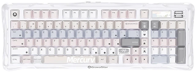 Main image of GravaStar Mercury K98 Misty Pink Mechanical Gaming Keyboard,98% Layout HotSwappable,TriMode 2.4G/Bluetooth 5.4/USBC,GasketMount 5Layer Dampening,1.65" TFT Display,Multifunction Knob,Hollow Mecha