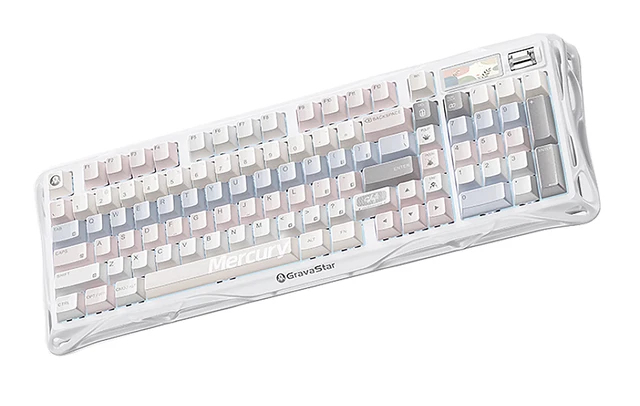 Alt view image 2 of 6 - GravaStar Mercury K98 Misty Pink Mechanical Gaming Keyboard,98% Layout HotSwappable,TriMode 2.4G/Bluetooth 5.4/USBC,GasketMount 5Layer Dampening,1.65" TFT Display,Multifunction Knob,Hollow Mecha