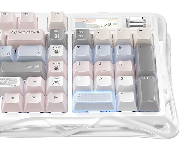 Alt view image 5 of 6 - GravaStar Mercury K98 Misty Pink Mechanical Gaming Keyboard,98% Layout HotSwappable,TriMode 2.4G/Bluetooth 5.4/USBC,GasketMount 5Layer Dampening,1.65" TFT Display,Multifunction Knob,Hollow Mecha