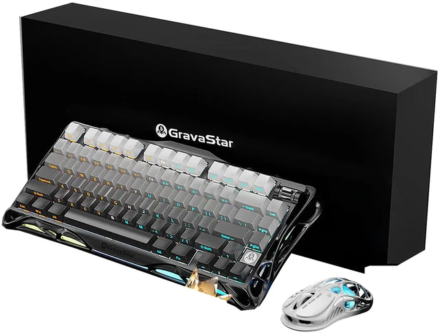 Main image of GravaStar Mercury K1 & M1 Keyboard Mouse Bundle, Gradient Black Gift Box,75% HotSwappable Mechanical Keyboard,TriMode 2.4G/Bluetooth/USBC,PAW3395 26000DPI Lightweight Gaming Mouse