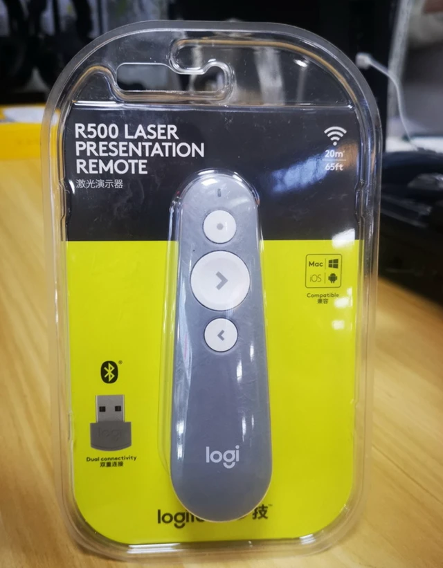Alt view image 6 of 6 - Logitech R500s Bluetooth Wireless Presenter, Broad Compatibility, 1 Laser, 640 to 660 nm (red), 2.4 GHz wireless, 20 meters , USB, for Windows/macOS /ChromeOS/Linux, grey