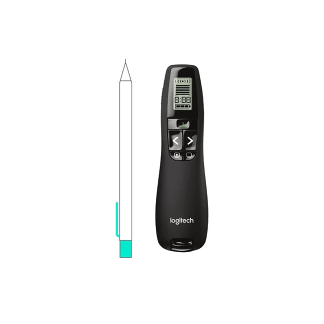 Alt view image 2 of 7 - Logitech R800 Laser Wireless Presenter, With LCD display, keep track of time, 2 Laser, 522 to 542 nm (green), 30 meters, for Windows® 10,11 or higher, USB, 2.4 GHz wireless, black