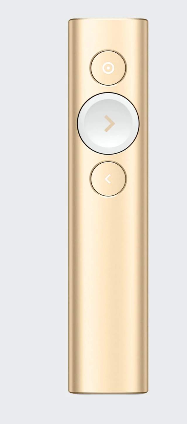 Alt view image 4 of 7 - Logitech Spotlight Premium Wireless Bluetooth Presenter, Digital Pointer,3D Accelerometer and Gyroscope, 30 Meter, LED, for Windows/macOS /ChromeOS/Linux, USB, for Conference Rooms, Classrooms, Gold