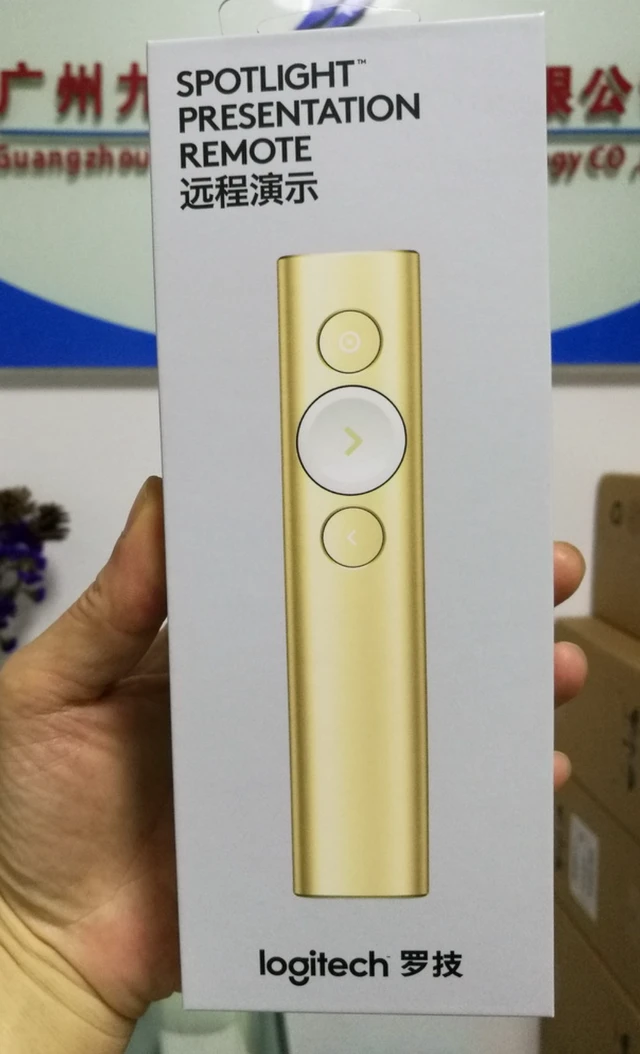 Alt view image 7 of 7 - Logitech Spotlight Premium Wireless Bluetooth Presenter, Digital Pointer,3D Accelerometer and Gyroscope, 30 Meter, LED, for Windows/macOS /ChromeOS/Linux, USB, for Conference Rooms, Classrooms, Gold