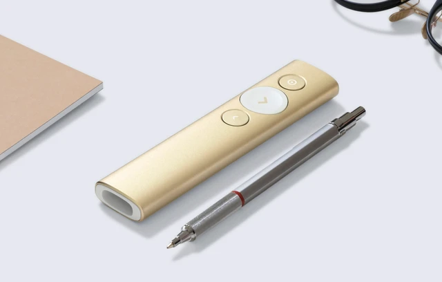 Alt view image 5 of 7 - Logitech Spotlight Premium Wireless Bluetooth Presenter, Digital Pointer,3D Accelerometer and Gyroscope, 30 Meter, LED, for Windows/macOS /ChromeOS/Linux, USB, for Conference Rooms, Classrooms, Gold