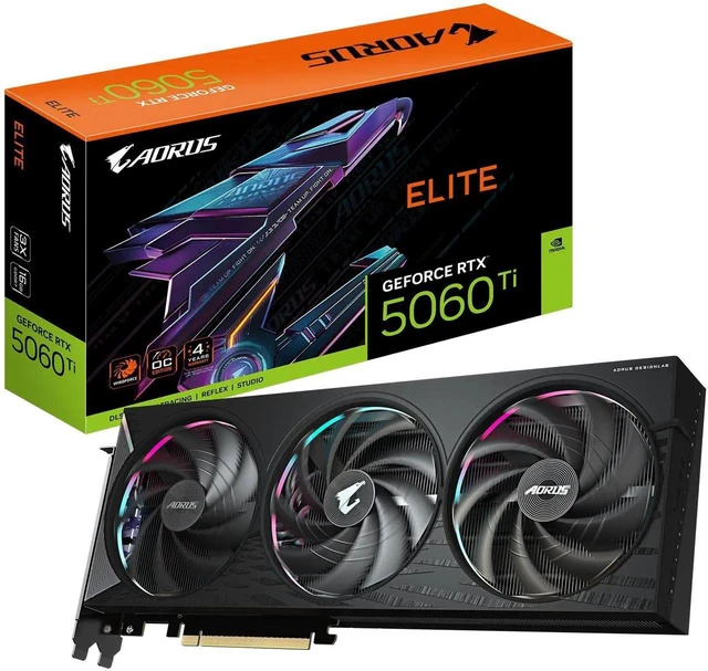 Alt view image 6 of 6 - GIGABYTE AORUS ELITE GeForce RTX 5060 Ti 16GB GDDR7 PCI Express 5.0 x8 ATX Graphics Card GV-N506TAORUS E-16GD