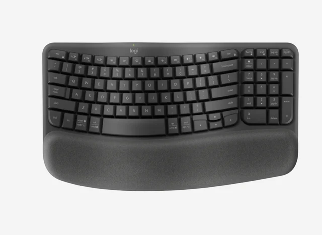 Alt view image 2 of 7 - Logitech Wave Keys for business Wireless Ergonomic Keyboard, with Cushioned Palm Rest, Comfortable Natural Typing, Easy-Switch, Bluetooth, Logi Bolt Receiver, for Multi-OS, Windows/Mac-black