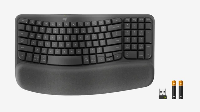 Main image of Logitech Wave Keys for business Wireless Ergonomic Keyboard, with Cushioned Palm Rest, Comfortable Natural Typing, Easy-Switch, Bluetooth, Logi Bolt Receiver, for Multi-OS, Windows/Mac-black