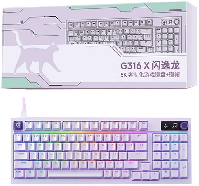 Main image of Logitech G316 X Roland Cat Duke Gift Set Gaming Keyboard Gift Box, 8K Custom Mechanical wired Gaming Keyboard, 98 Hot Swappable Gasket Mount, G316 X (Roland Cat Duke Gift Set)