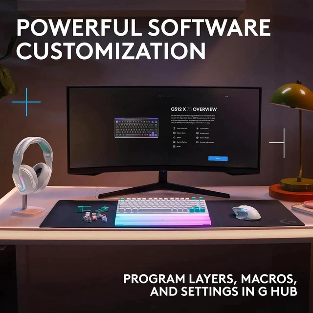 Alt view image 3 of 7 - Logitech G512 X 75 DUAL SWAP Gaming Keyboard, Hot-Swappable TMR Analog / Mechanical , 8K Polling Rate, Custom Actuation 0.1 - 4.0 mm, RAPID TRIGGER, RGB, Wired, PC Mac, WHITE Tactile (Brown Switch)