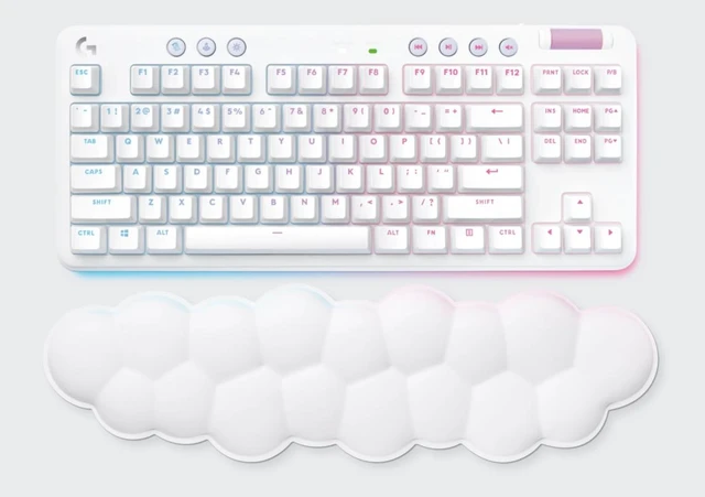 Alt view image 3 of 7 - Logitech G G715 Wireless Mechanical Gaming Keyboard with LIGHTSYNC RGB, LIGHTSPEED, Clicky Switches (GX Blue), and Keyboard Palm Rest, PC/Mac Compatible - White Mist, 920-010666