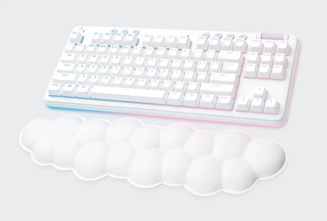 Alt view image 4 of 7 - Logitech G G715 Wireless Mechanical Gaming Keyboard with LIGHTSYNC RGB, LIGHTSPEED, Clicky Switches (GX Blue), and Keyboard Palm Rest, PC/Mac Compatible - White Mist, 920-010666