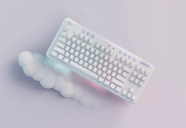 Alt view image 7 of 7 - Logitech G G715 Wireless Mechanical Gaming Keyboard with LIGHTSYNC RGB, LIGHTSPEED, Clicky Switches (GX Blue), and Keyboard Palm Rest, PC/Mac Compatible - White Mist, 920-010666