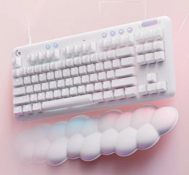 Alt view image 3 of 7 - Logitech G713 Wired Mechanical Gaming Keyboard, with LIGHTSYNC RGB Lighting, Linear Switches (GX Red), and Keyboard Palm Rest, PC and Mac Compatible - White Mist