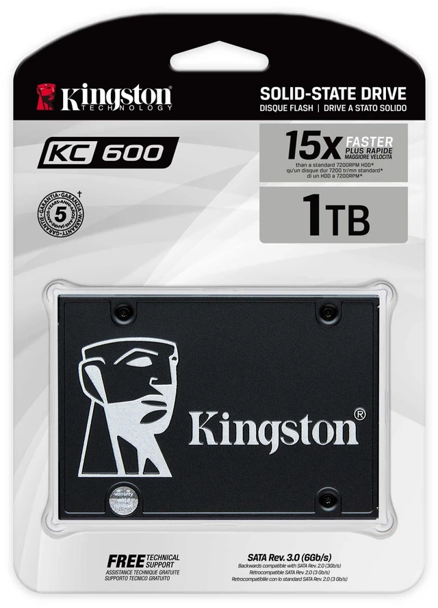 Alt view image 4 of 5 - GravaStar 65W USB-C Charger + Kingston KC600 1TB SATA III 2.5" Internal SSD, 3D TLC, Up to 550MB/s Read 520MB/s Write, AES 256-bit Hardware Encryption, For Desktop Laptop Workstation
