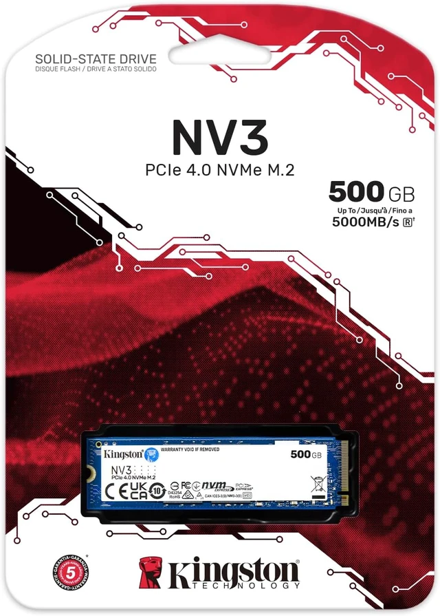 Alt view image 4 of 5 - Kingston NV3 500GB Internal M.2 2280 PCIe 4.0 x4 NVMe Solid State Drive, Up to 5000MB/s Read 3000MB/s Write, 3D TLC NAND, 160TBW Endurance, Desktop Laptop Gaming Storage SSD
