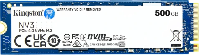 Alt view image 2 of 7 - Kingston NV3 500GB Internal M.2 2280 PCIe 4.0 x4 NVMe SSD + GravaStar 65W USB Charger, Up to 5000MB/s Read 3000MB/s Write, 3D TLC NAND, 160TBW Endurance, Desktop Laptop Gaming Storage SSD