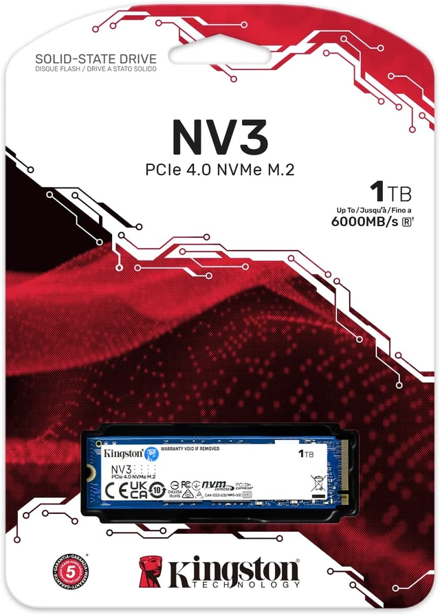 Alt view image 6 of 7 - Kingston NV3 1TB Internal M.2 2280 PCIe 4.0 x4 NVMe SSD + GravaStar 65W USB Charger, Up to 6000MB/s Read 4000MB/s Write, 3D TLC NAND, 320TBW Endurance, Desktop Laptop Gaming Upgrade Storage SSD