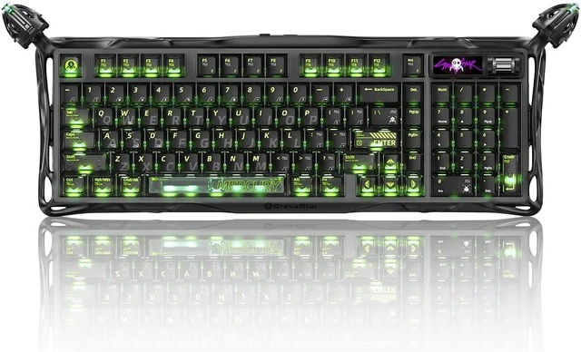 Main image of GravaStar Mercury K98 Pro Phantom Black Mechanical Gaming Keyboard,98% Layout HotSwappable,TriMode 2.4G/Bluetooth 5.4/USBC,GasketTop DualStructure,1.65" TFT Display,8000Hz Polling Rate,Aluminum