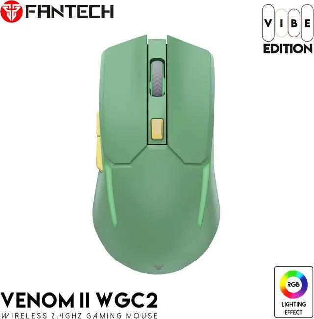 Alt view image 13 of 14 - FANTECH  Wireless Gaming Mouse,Medium-size ,Ergonomic Hand Grips,2.4 GHz wreless Fast charge,RGB Gamer Desk Laptop PC Gaming Mouse, for Windows 7/8/10/11/XP Vista Linux MacOs,Green