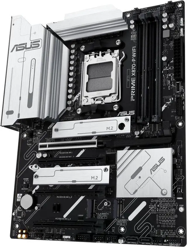 Alt view image 3 of 7 - ASUS PRIME X870-P WIFI AMD AM5 X870 ATX motherboard 14+2+1 80A DrMOS power stages, DDR5, PCIe 5.0 , PCIe 5.0 x16, Q-Release, 4x M.2 , Wi-Fi 7, Q-Antenna, 2.5Gb LAN, USB4, USB Type-C, BIOS FlashBack