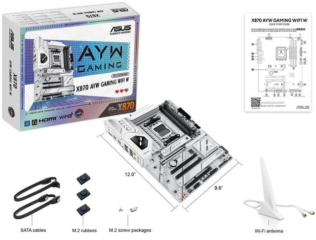 Alt view image 6 of 7 - ASUS X870 AYW GAMING WIFI W AMD X870 AM5 ATX motherboard, 12+2+1 80A DrMOS power stages, DDR5, PCIe 5.0 Ready, PCIe 5.0 x16, 3x M.2, Wi-Fi 6, 2.5Gb LAN, HDMI, USB4, USB 20Gbps Type-C, Aura Sync