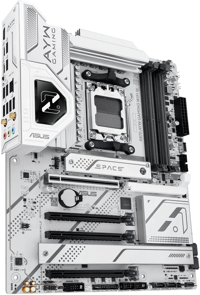 Alt view image 5 of 7 - ASUS X870 AYW GAMING WIFI W AMD X870 AM5 ATX motherboard, 12+2+1 80A DrMOS power stages, DDR5, PCIe 5.0 Ready, PCIe 5.0 x16, 3x M.2, Wi-Fi 6, 2.5Gb LAN, HDMI, USB4, USB 20Gbps Type-C, Aura Sync