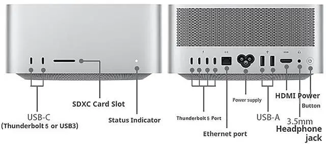 Alt view image 5 of 7 - Apple 2025 Mac Studio Compact Desktop,M4 Max Chip,14-Core CPU,32-Core GPU,16-Core NE,36GB Mem,512GB SSD,10GbE,Wi-Fi 6E,TB5,HDMI 2.1,BT5.3,iPhone/iPad Compatible,Pro High-Speed Compute,95% Condition