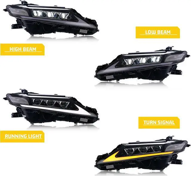 Alt view image 3 of 5 - LED Headlights for Toyota Camry 2018 2019 2020 2021 2022 2023 8th Gen SE LE TRD Sequential Indicator Triple Beams Front Lamps Projector Replacement Assembly Accessary