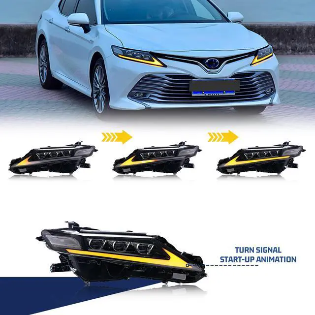 Alt view image 2 of 5 - LED Headlights for Toyota Camry 2018 2019 2020 2021 2022 2023 8th Gen SE LE TRD Sequential Indicator Triple Beams Front Lamps Projector Replacement Assembly Accessary