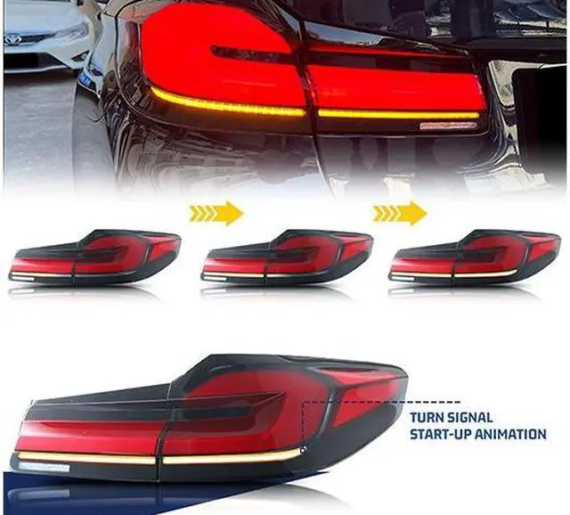 Alt view image 2 of 5 - LED Facelift Tail Lights for BMW G30 F90 M5 5 Series 2018 2019 2020 Sequential Indicator Rear Lamps With Guards