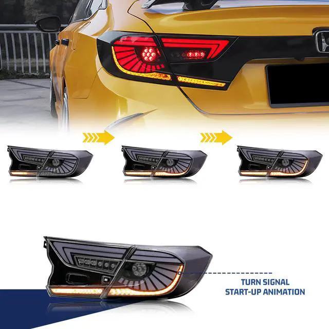 Alt view image 2 of 5 - LED Clear White Tail Lights for Honda Accord 2018 2019 2020 2021 2022 2023 10Th Gen Start-up Animation V6 Eagle Eye Sequential Rear Lamps Assembly