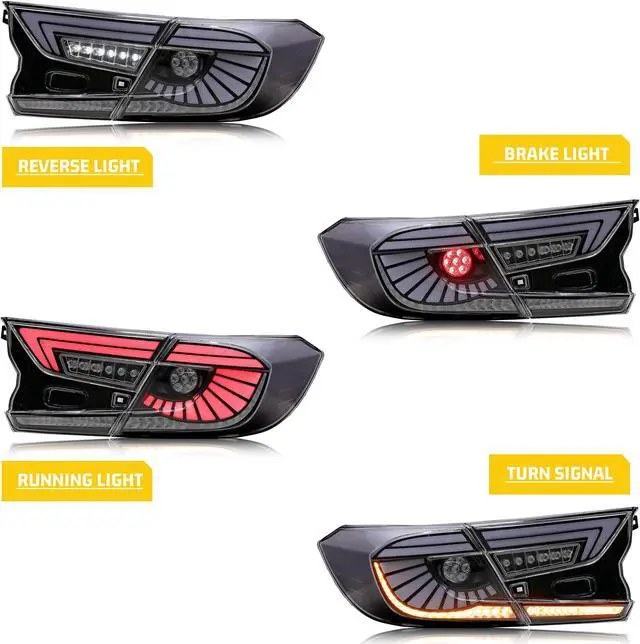 Alt view image 3 of 5 - LED Clear White Tail Lights for Honda Accord 2018 2019 2020 2021 2022 2023 10Th Gen Start-up Animation V6 Eagle Eye Sequential Rear Lamps Assembly