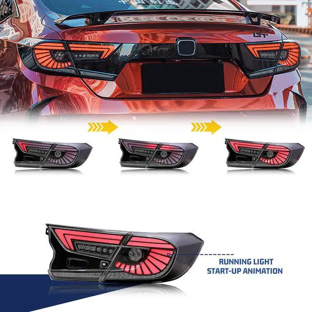 Alt view image 4 of 5 - LED Clear White Tail Lights for Honda Accord 2018 2019 2020 2021 2022 2023 10Th Gen Start-up Animation V6 Eagle Eye Sequential Rear Lamps Assembly