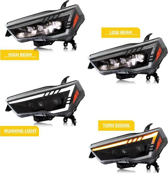 Alt view image 3 of 5 - LED Headlights Projector for Toyota 4Runner 4-Runner 2010-2019 SR5 TRD Off Road Lmited Start-up Animation Sequential Indicator Red Eyes High/Low Beam Front Lamps Assembly Accessary