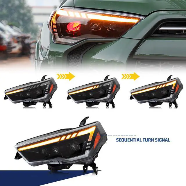 Alt view image 2 of 5 - LED Headlights Projector for Toyota 4Runner 4-Runner 2010-2019 SR5 TRD Off Road Lmited Start-up Animation Sequential Indicator Red Eyes High/Low Beam Front Lamps Assembly Accessary