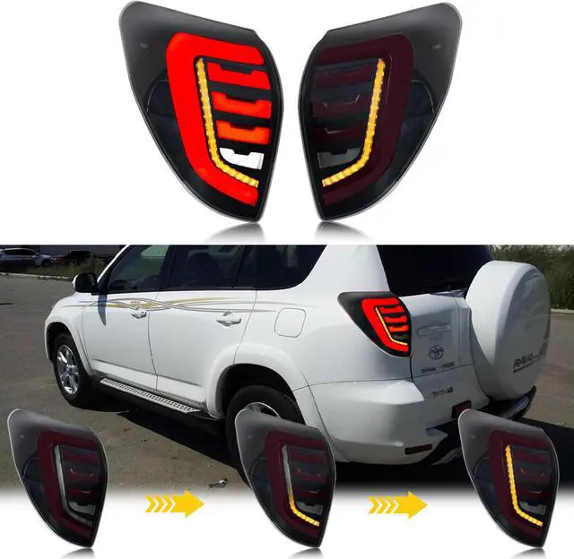 Alt view image 2 of 5 - LED Tail Lights for Toyota RAV4 2006-2012 Start-up Animation Sequential Signal Black Rear Lamps Assembly