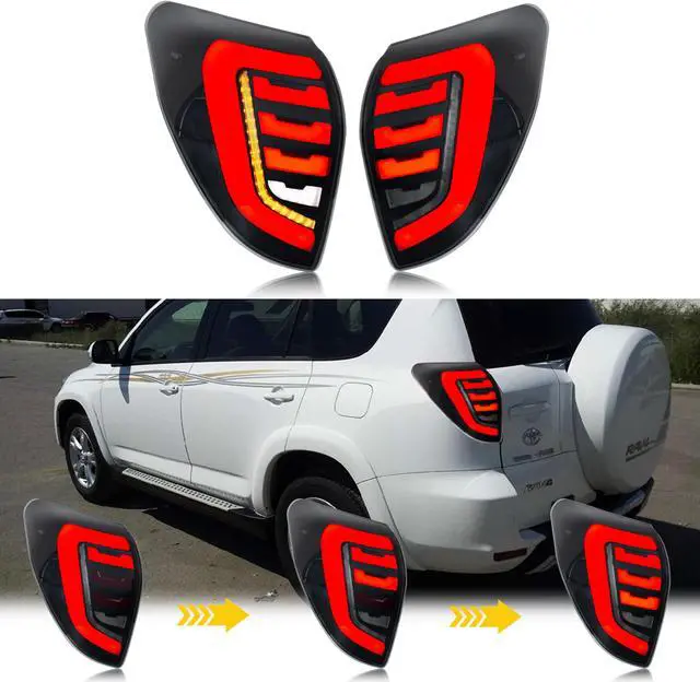 Alt view image 4 of 5 - LED Tail Lights for Toyota RAV4 2006-2012 Start-up Animation Sequential Signal Black Rear Lamps Assembly