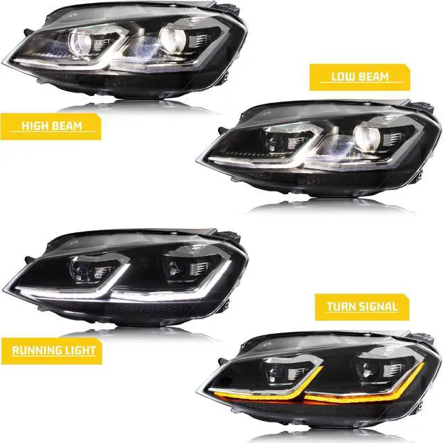Alt view image 3 of 5 - LED Facelift Headlights fit for Volkswagen Golf 7 VII MK7 2015 2016 2017 Sequential Indicator Projector Replacement Front Lamps Assembly CANNOT FIT GTI